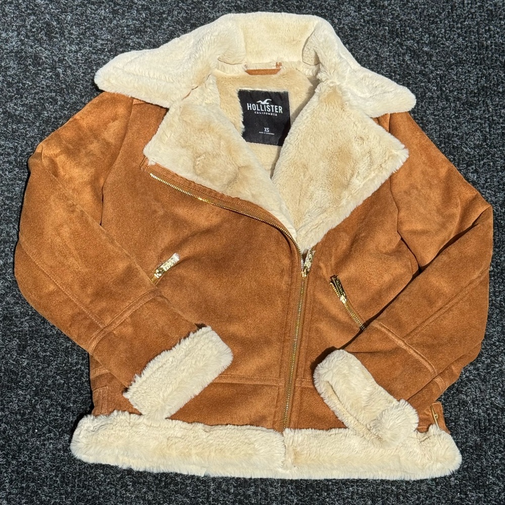 Faux fur shearling biker jacket